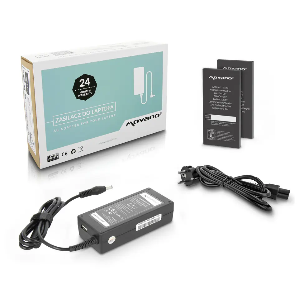 ⁨Power Supply Movano 19v 3.42a (5.5x2.5) 65W with USB output - Asus, Toshiba, Lenovo, MSI, etc⁩ at Wasserman.eu