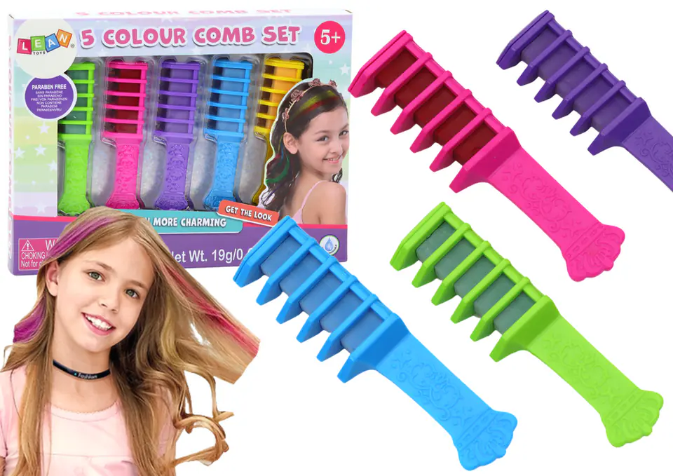 ⁨Zestaw Do Farbowania Włosów Grzebienie Kreda 5szt Kolorowe⁩ w sklepie Wasserman.eu
