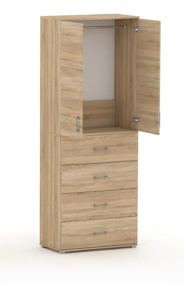 Szafa na ubrania z drążkiem Pola 215 - 4 szuflady 60 / 70 / 80 cm Da Sonoma w sklepie Wasserman.eu