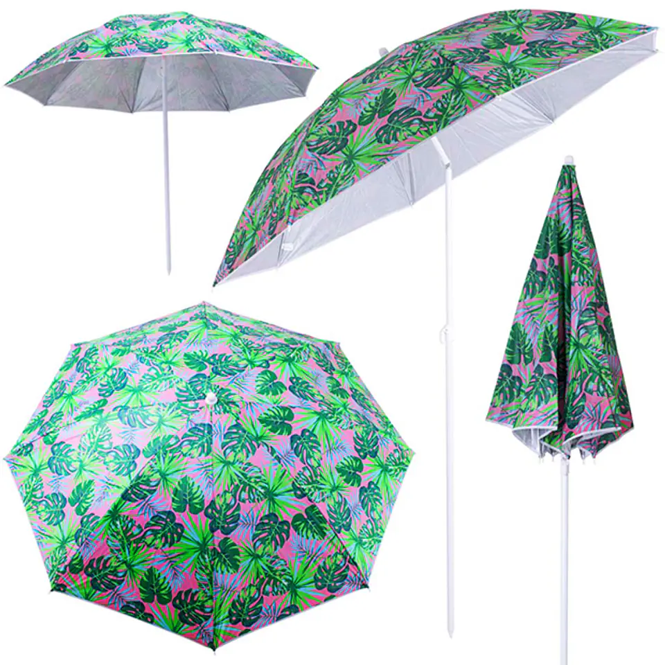 ⁨Parasol ogrodowy plażowy regulowany 150cm łamany liście⁩ w sklepie Wasserman.eu