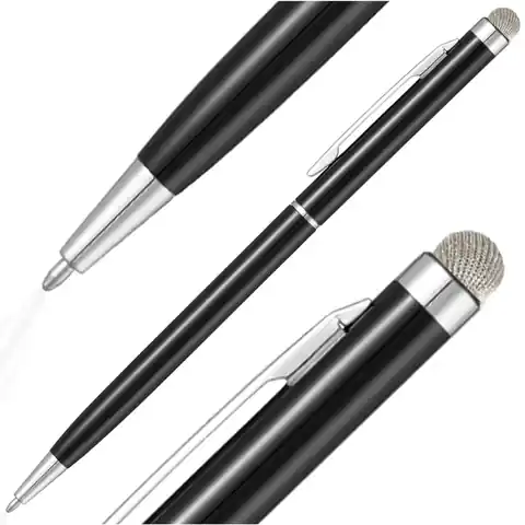⁨Rysik pojemnościowy z długopisem długopis 2w1 do ekranów smartfonów tabletów precyzyjny czarny⁩ w sklepie Wasserman.eu