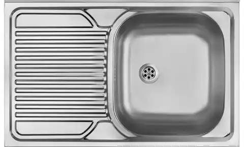 ⁨1-bowl steel sink with drainer on the left side - overlay⁩ at Wasserman.eu