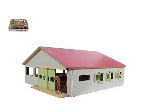 ⁨Stable with three stalls and 1:32 track 62x56x26cm 610271⁩ at Wasserman.eu