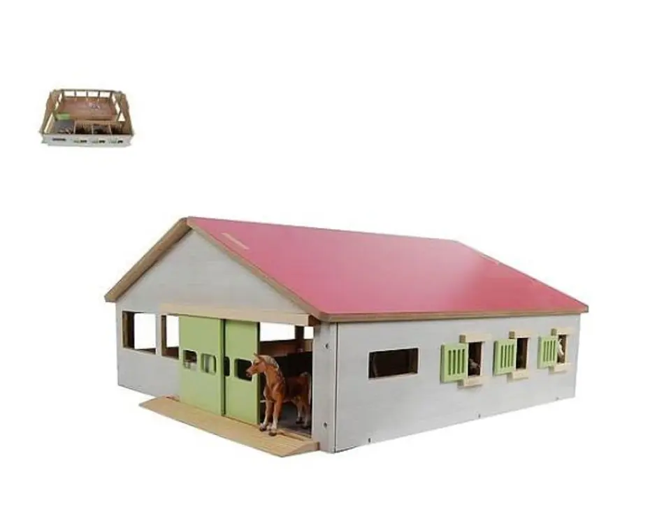 ⁨Stable with three stalls and 1:32 track 62x56x26cm 610271⁩ at Wasserman.eu