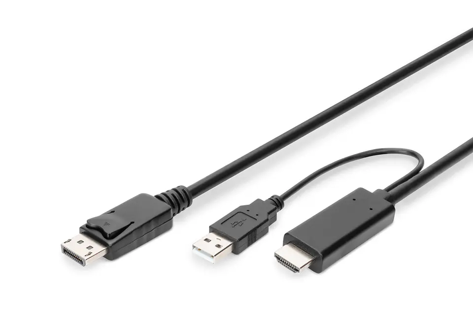 ⁨Kabel adapter HDMI 4K 30Hz zasilanie USB A na DisplayPort 2m⁩ w sklepie Wasserman.eu