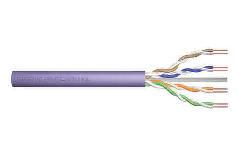 ⁨Installation cable DIGITUS cat.6, U/UTP, Dca, AWG23/1, LSOH, 305m, purple, cardboard⁩ at Wasserman.eu
