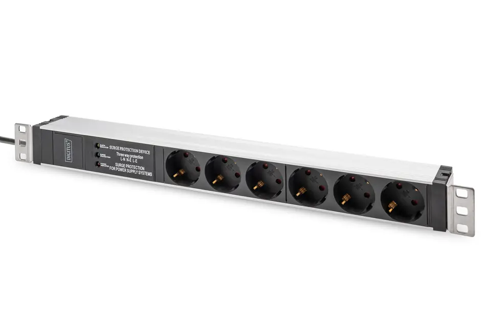 ⁨Listwa zasilająca PDU 19" Rack, 6x unischuko, 2.0m, 1x wtyk unischuko, 16A, zab. przepięciowe+filtr⁩ w sklepie Wasserman.eu
