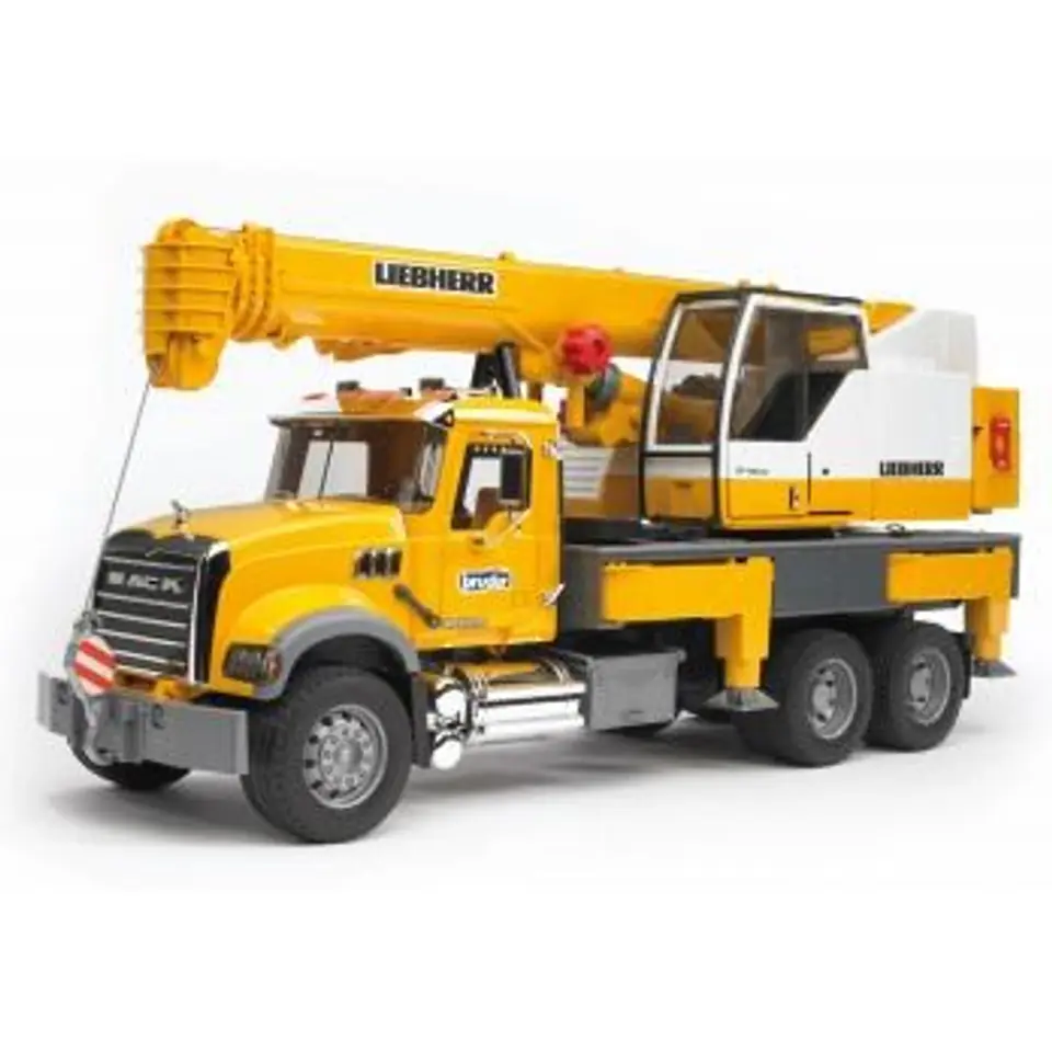 ⁨MACK Granite with crane Liebherr 02818 BRUDER⁩ at Wasserman.eu
