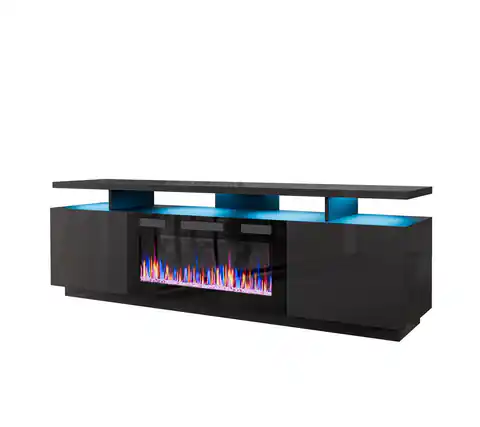 ⁨RTV EVA cabinet with electric fireplace 180x40x52 cm graphite/glossy graphite⁩ at Wasserman.eu
