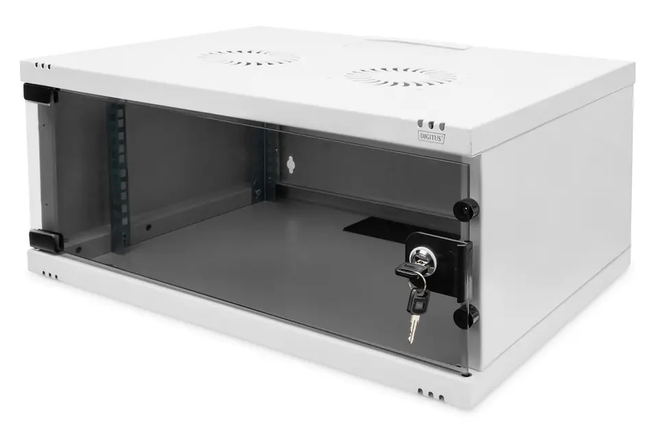 ⁨Wall-mounted network cabinet 19" 4U, SOHO 241 x 540 x 400 mm, door glass, grey, unfolded, 60kg⁩ at Wasserman.eu