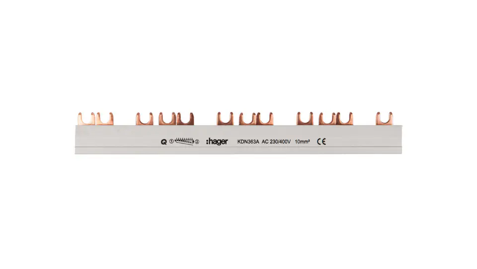 ⁨Connection rail 3P 63A 10mm2 fork (12 mod.) KDN363A⁩ at Wasserman.eu