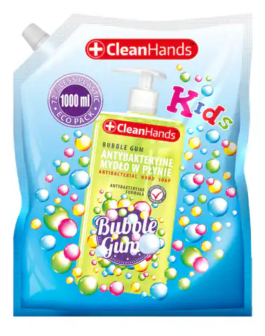 ⁨CLEAN HANDS Antybakteryjne mydło do rąk dla dzieci guma balonowa zapas 1000 ml⁩ w sklepie Wasserman.eu