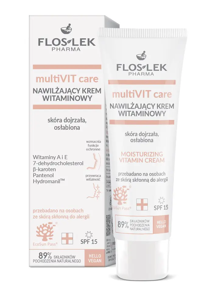 ⁨FLOSLEK PHARMA MultiVIT Care Nawilżający Krem witaminowy SPF15 na dzień - skóra dojrzała,osłabiona  50ml⁩ w sklepie Wasserman.eu