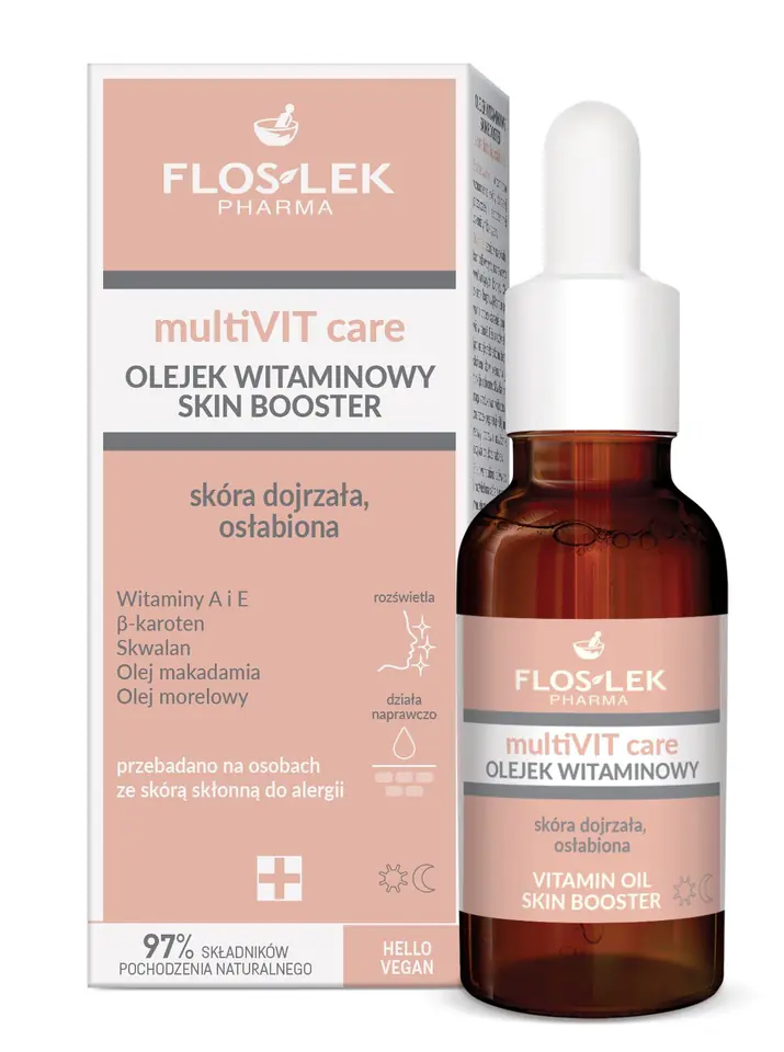 ⁨FLOSLEK PHARMA MultiVIT Care Olejek witaminowy Skin Booster - skóra dojrzała,osłabiona 30ml⁩ w sklepie Wasserman.eu