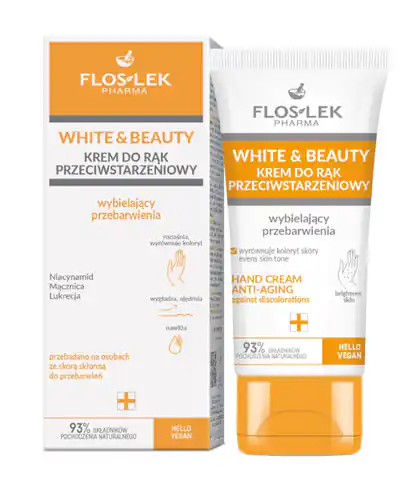 ⁨FLOSLEK PHARMA White & Beauty Krem do rąk przeciwstarzeniowy - wybielający przebarwienia 45ml⁩ w sklepie Wasserman.eu
