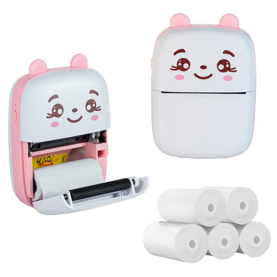 ⁨EXTRALINK EPP-001 PORTABLE MINI PRINTER PINK + PAPIER TERMICZNY ZWYKŁY 5 SZT⁩ w sklepie Wasserman.eu