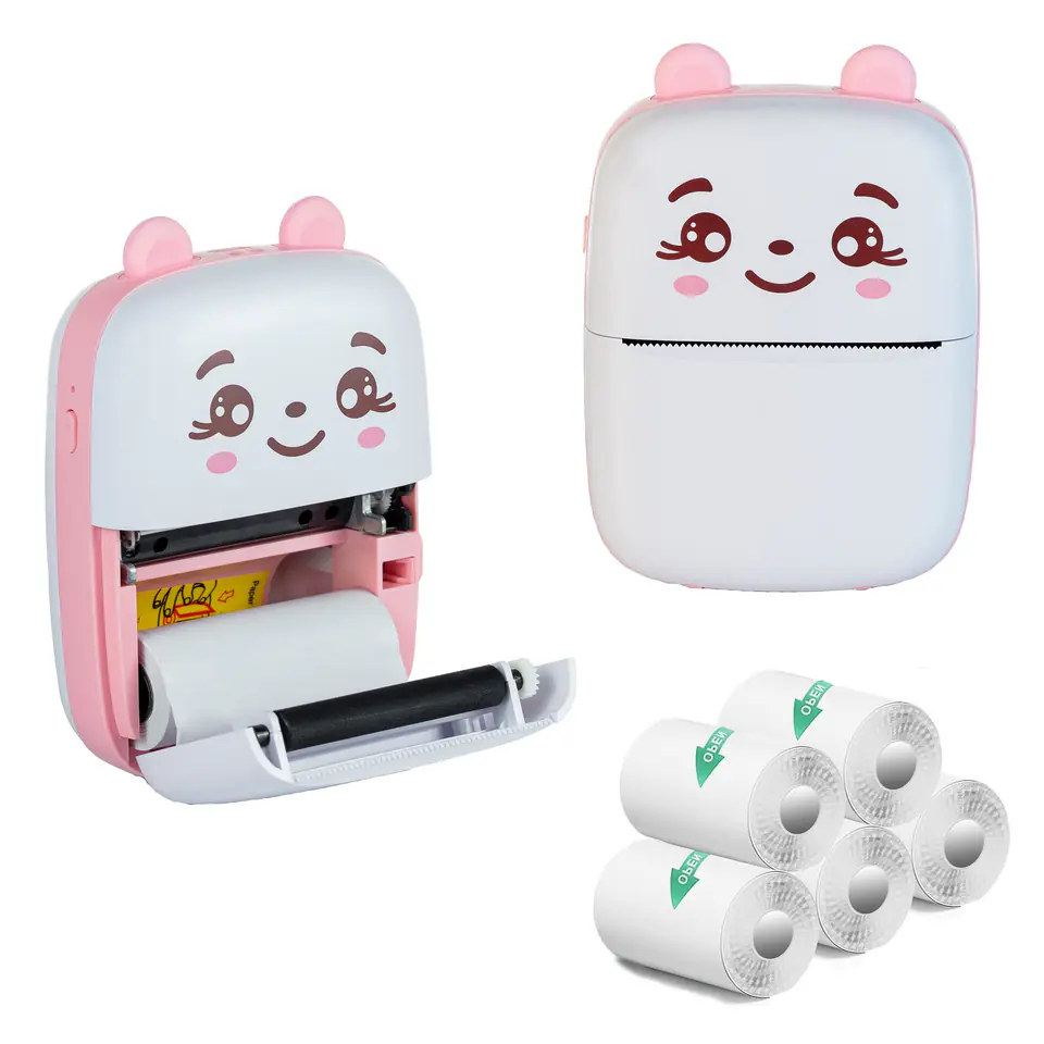 Extralink Kit | Thermal printer EPP-001 Pink + Self-adhesive thermal paper 5 rolls | at Wasserman.eu