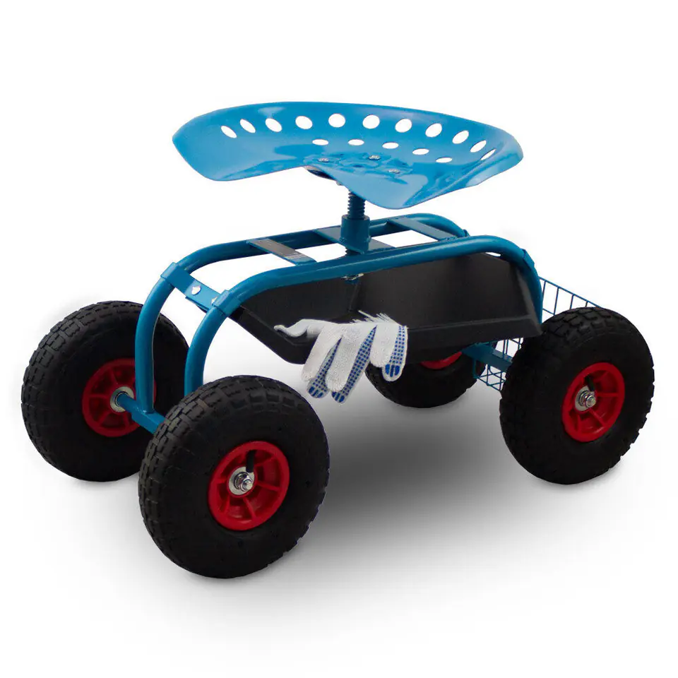 ⁨Wózek ogrodowy do pielenia uniwersalny na pompowanych kołach Bituxx z koszykiem⁩ w sklepie Wasserman.eu