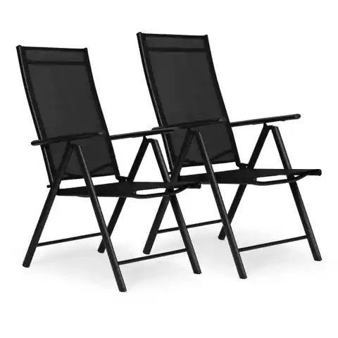 ⁨Komplet 2 krzeseł ogrodowych składane stalowe z regulacją oparcia ModernHome - czarne⁩ w sklepie Wasserman.eu