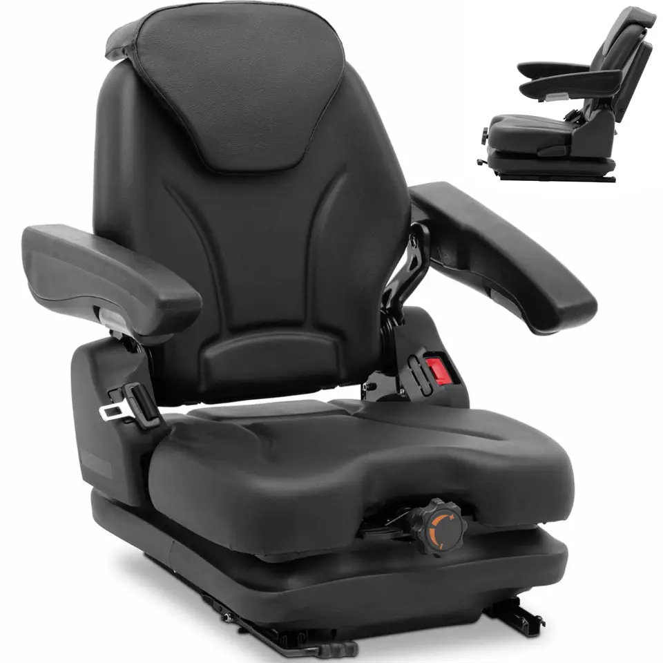 ⁨Siedzenie fotel regulowany z podłokietnikami i pasem do ciągnika siedzisko 46x46cm⁩ w sklepie Wasserman.eu