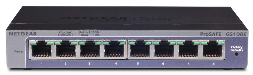 ⁨NETGEAR GS108E Managed Gigabit Ethernet (10/100/1000) Black⁩ at Wasserman.eu