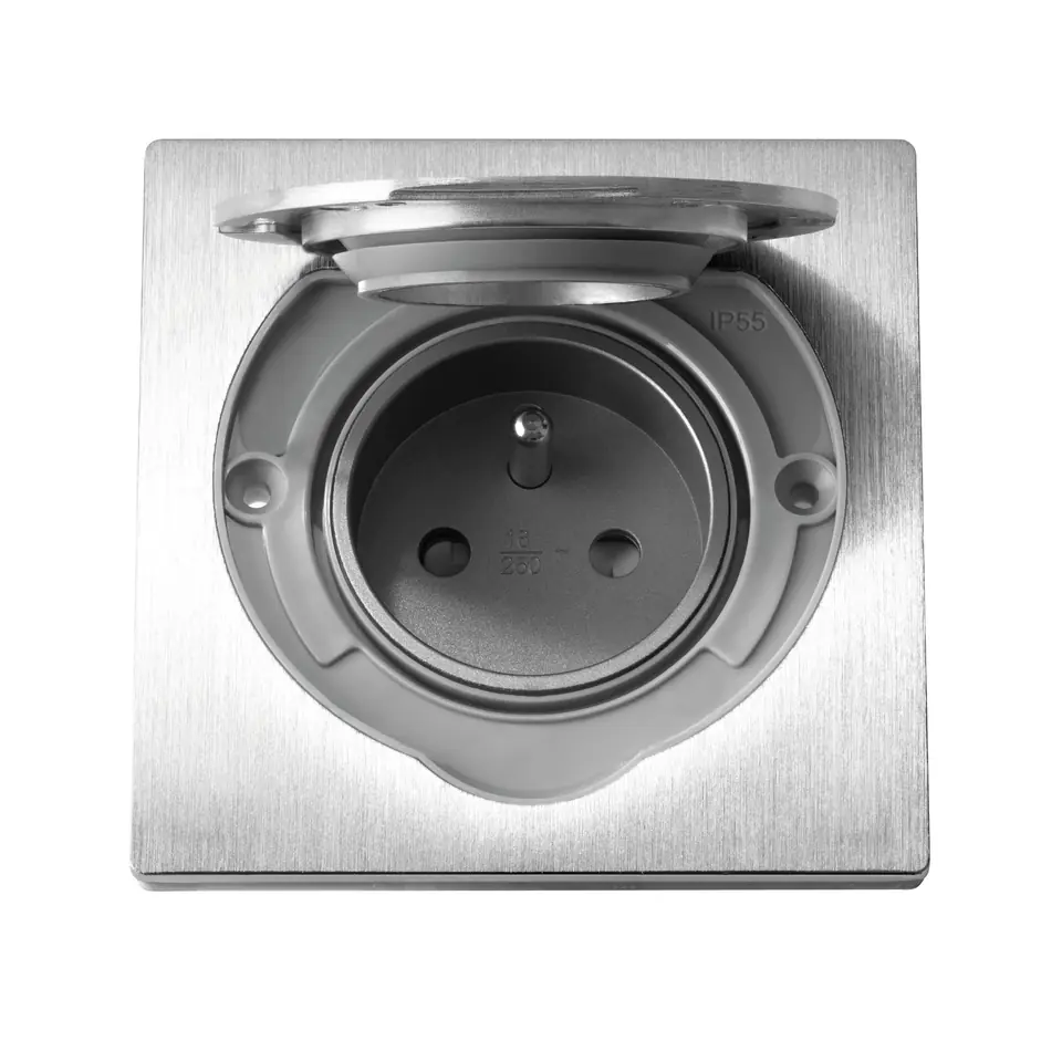 ⁨Hermetic electrical socket, IP55 stainless steel⁩ at Wasserman.eu