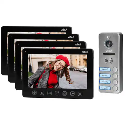 ⁨Zestaw wideodomofonowy 4-rodzinny, bezsłuchawkowy, kolor,  LCD 7", menu OSD, sterowanie bramą, czarny NOVEO MULTI4⁩ w sklepie Wasserman.eu