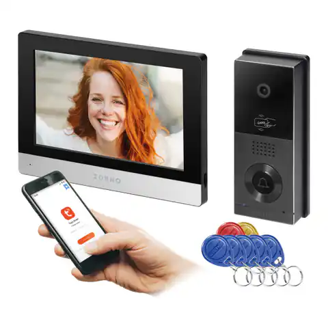 ⁨XIRAN, zestaw wideodomofonowy jednorodzinny, 2-żyłowy, 8", Wi-Fi, ekran dotykowy, Full HD, RFID⁩ w sklepie Wasserman.eu
