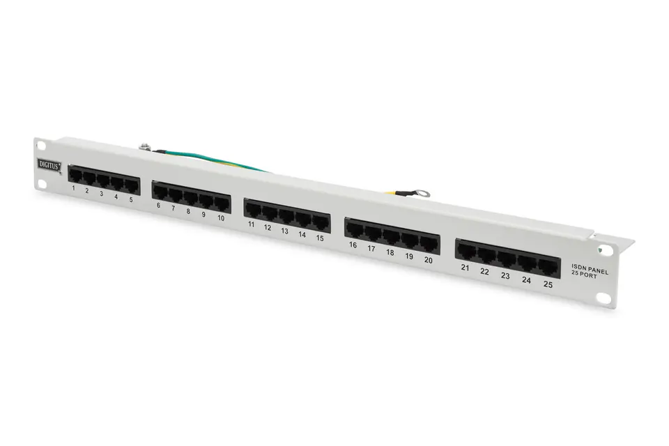 ⁨ISDN 19" 25x RJ45 (8P4C) Patch Panel, LSA Level, Cat3, Unshielded, 1U, Grey⁩ at Wasserman.eu