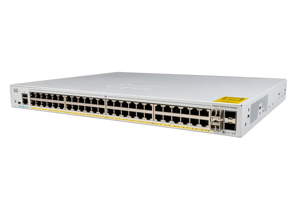 ⁨Cisco Catalyst 1000-48P-4X-L Network Switch, 48 Gigabit Ethernet (GbE) PoE+ Ports, 370W PoE Budget, four 10 G SFP+ Uplink Ports, Enhanced Limited Lifetime Warranty (C1000-48P-4X-L)⁩ at Wasserman.eu