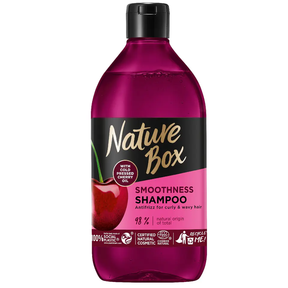 ⁨Nature Box Cherry Oil szampon wygładzający do włosów kręconych i falowanych z olejem z wiśni 385ml⁩ w sklepie Wasserman.eu