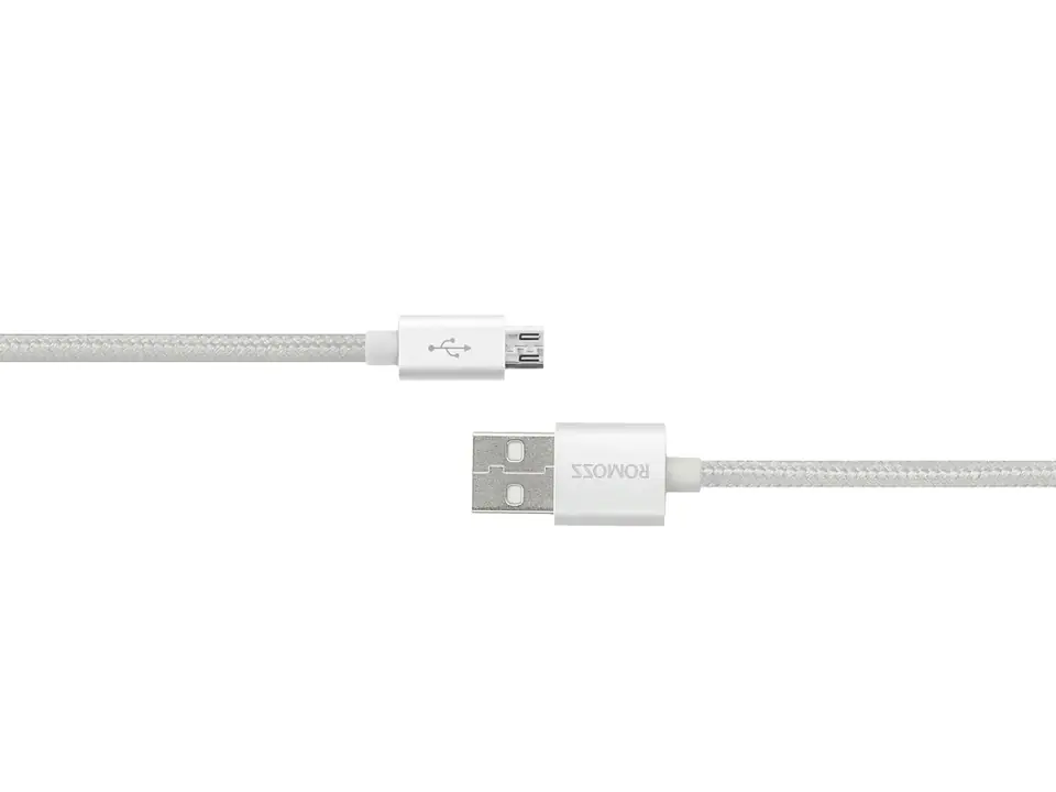 ⁨Kabel ROMOSS micro USB (ładowanie, komunikacja) - silver / srebrny⁩ w sklepie Wasserman.eu