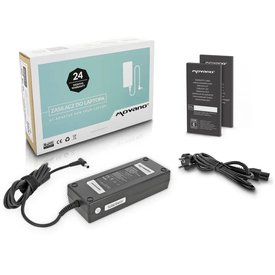 ⁨Zasilacz Movano 20v 7.5a (6.0x3.7 pin) 150W do Asus⁩ w sklepie Wasserman.eu