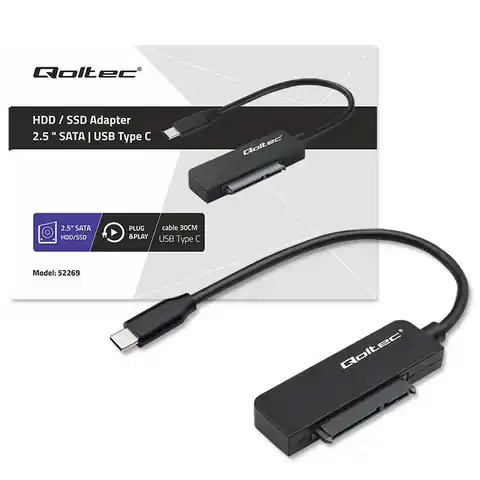 ⁨Adapter/Przejści&oacute;wka SATA na dysk SSD HDD 2.5&quot; USB-C Super speed 5Gb/s 2TB Qoltec⁩ w sklepie Wasserman.eu