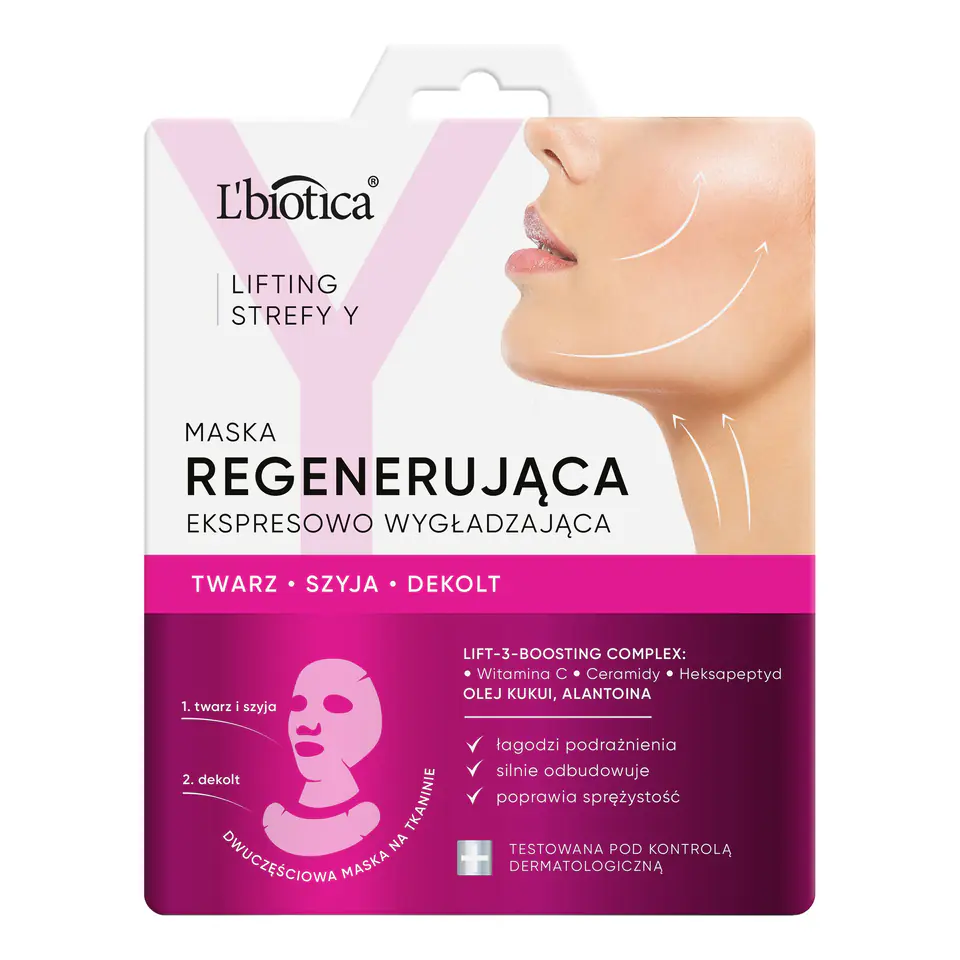 ⁨L`BIOTICA Lifting Strefy Y Maska regenerująco ekspresowo wygładzająca⁩ w sklepie Wasserman.eu