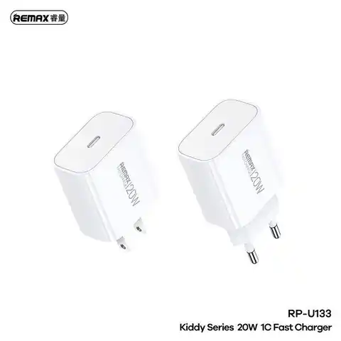 ⁨Ładowarka Sieciowa 20W USB-C Remax Kiddy Series RP-U133 biała⁩ w sklepie Wasserman.eu