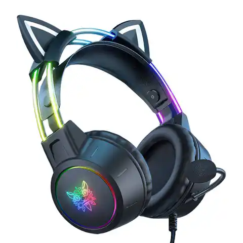 ⁨Słuchawki gamingowe ONIKUMA X15 PRO czarne/kocie uszy⁩ w sklepie Wasserman.eu