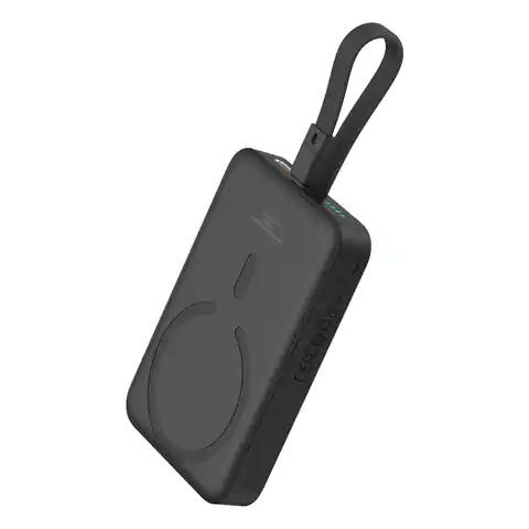 ⁨Powerbank Baseus Magnetic Mini MagSafe 10000mAh 20W z wbudowanym kablem Lightning - czarny + kabel Baseus Simple Series USB-C - USB-C 60W 0.3m⁩ w sklepie Wasserman.eu