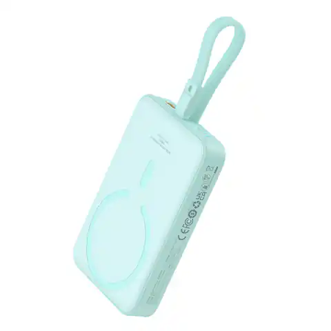 ⁨Mini Powerbank MagSafe 10000mAh 20W z kablem Lightning do iPhone 0.3m niebieski⁩ w sklepie Wasserman.eu