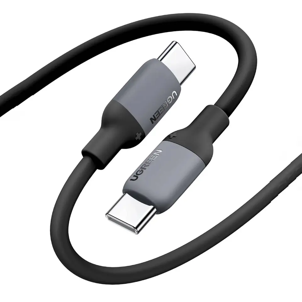 ⁨Kabel przewód silikonowy USB-C szybkie ładowanie 60W 5A 1m czarny⁩ w sklepie Wasserman.eu