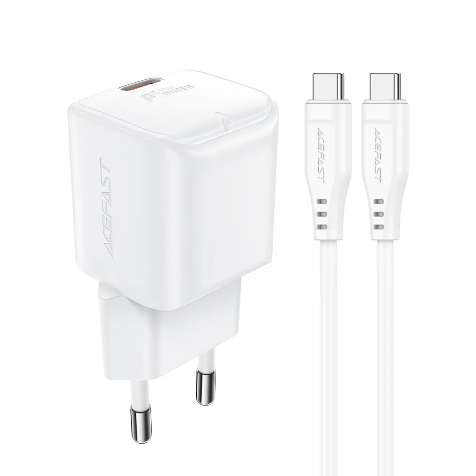 Mini Ładowarka sieciowa PD 20W GaN + kabel USB-C biała w sklepie Wasserman.eu