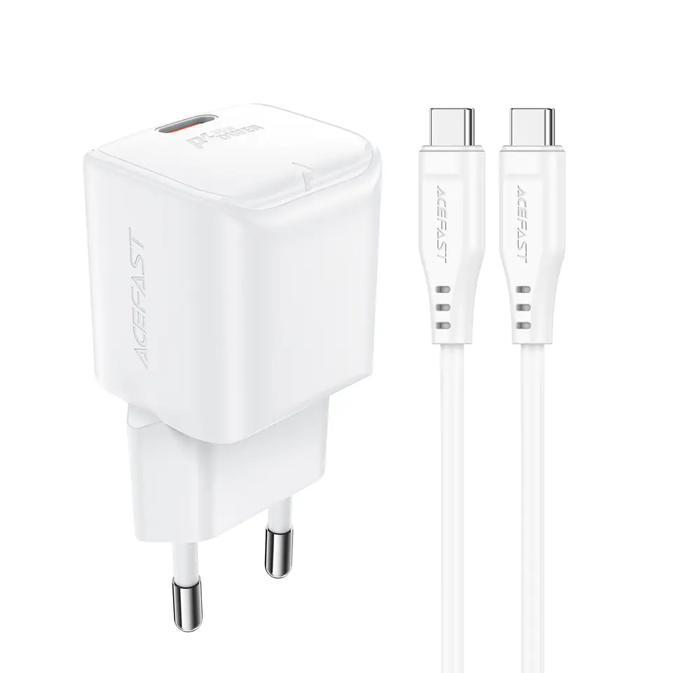 ⁨Mini Ładowarka sieciowa PD 30W GaN + kabel USB-C biała⁩ w sklepie Wasserman.eu