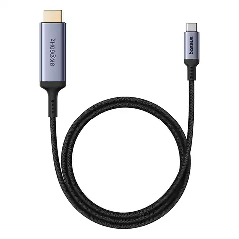 ⁨Kabel przewód USB-C - HDMI 8K 60Hz elastyczny wytrzymały 1.5m czarny⁩ w sklepie Wasserman.eu