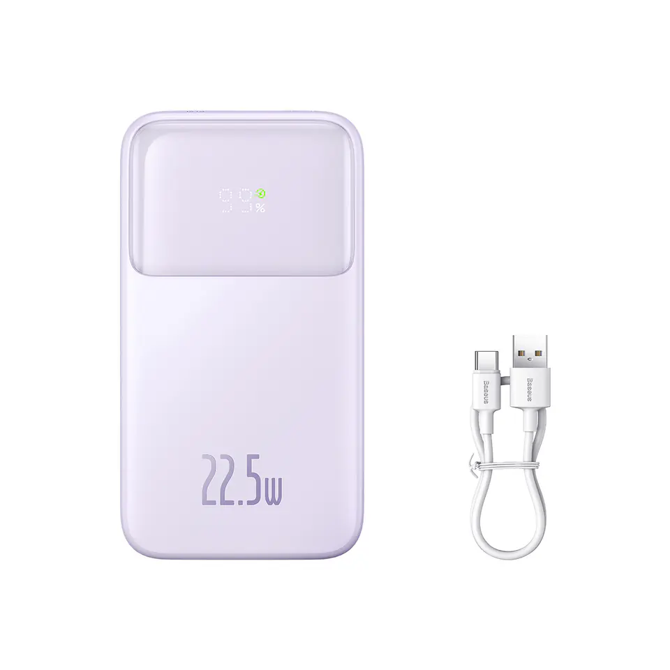 ⁨Powerbank z wyświetlaczem 20000mAh 22.5W Comet Series + kabel USB-A - USB-C 0.3m fioletowy⁩ w sklepie Wasserman.eu