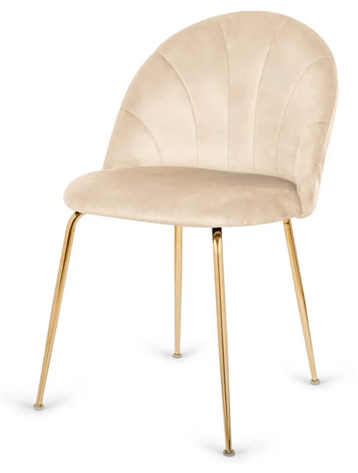 ⁨Krzesło tapicerowane CAMILA BEIGE VELVET GOLD⁩ w sklepie Wasserman.eu