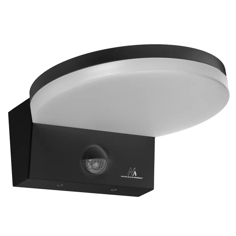 ⁨Lampa LED z czujnikiem ruchu Maclean, czujnik ruchu PIR, kolor czarny, 15W, IP65, 1560lm, barwa neutralna biała (4000K) MCE344 B⁩ w sklepie Wasserman.eu