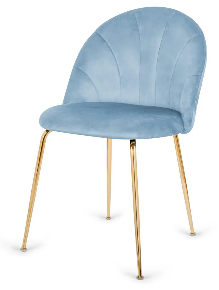 ⁨Krzesło tapicerowane CAMILA LIGHT BLUE VELVET GOLD⁩ w sklepie Wasserman.eu