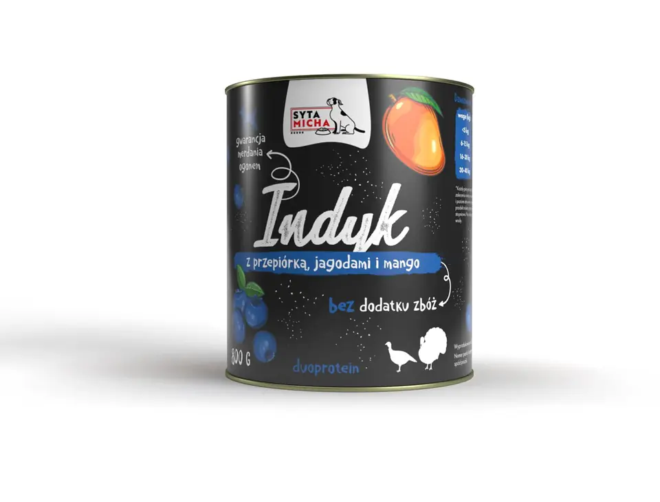 ⁨SYTA MICHA Indyk z przepiórką, jagodami i mango 800g⁩ w sklepie Wasserman.eu