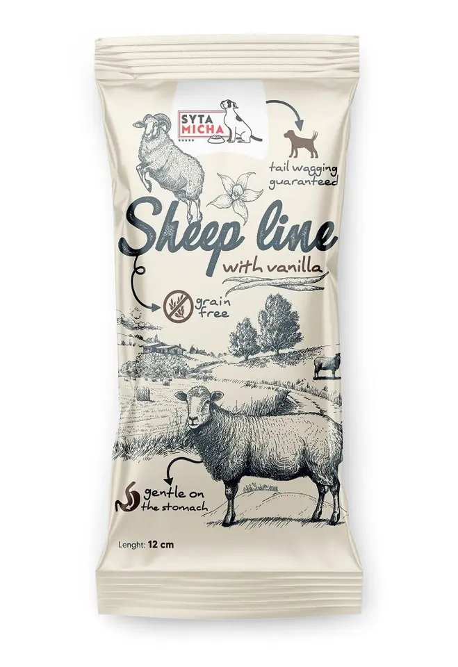 ⁨SYTA MICHA Sheep Line Kość do żucia z wanilią dla szczeniąt 12cm⁩ w sklepie Wasserman.eu