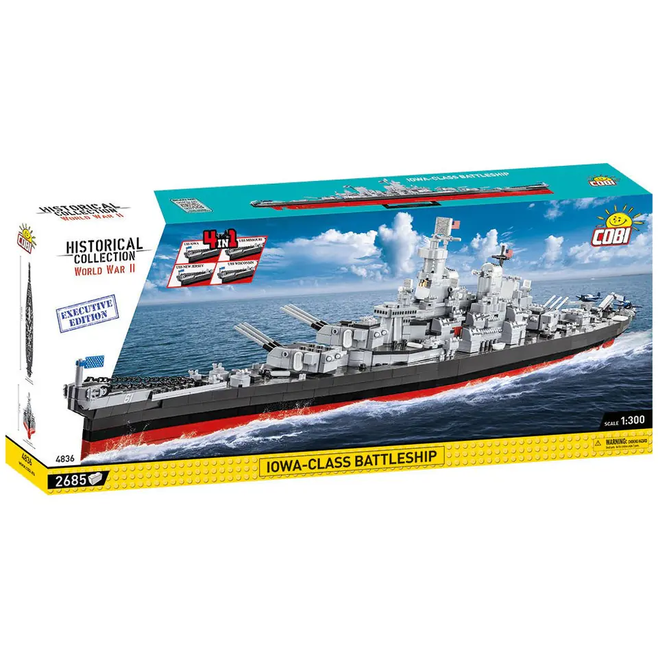 ⁨COBI 4836 Historical Collection WWII American battleship IOWA-CLASS 4in1 EX.ED.⁩ at Wasserman.eu